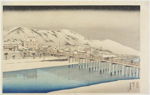 Velký most Sanjo_ v Kjótu, leden 1920 od Goyo Hashiguchi