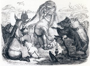 Zvířata nemocná morem - Bajky od La Fontaine od Grandville