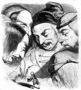 Ilustrace ke knize Gulliverovy cesty, kterou napsal Jonathan Swift