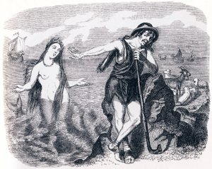 Shepard a moře (Le berger et la mer) - Bajky od La Fontaina od Grandville