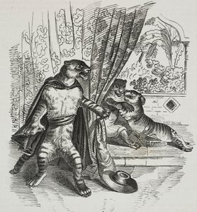 Tygr postupuje s dýkou, karikatura Jean-Jacques Grandville (1803-1847), litografie Gaetano Riccio z Poliorama Pittoresco, č. 39, 7. května od Grandville
