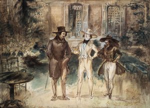 Karikatura Honore de Balzac, Frederick Lemaitre a Theophile Gautier od Gerarda Granvilla od Grandville