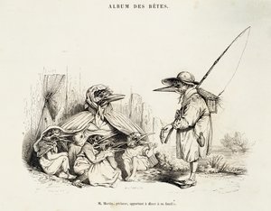 Karikatura ptáků z Album des betes od Jean-Ignace-Isidora Gerarda, známého pod pseudonymem Jean-Jacques nebo J. J. Grandville (1803-1847), a Wilhelma von Kaulbach (1805-1874), Paříž od Grandville