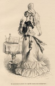 Vidět důkaz toho, čemu říkala moje nestřídmost. Miniatury ilustroval JJ Granville. Rytina signovaná Caque v části nazvané „Dvorní bolesti anglické kočky“, kterou napsal Honore de Balzac ve „Scénách ze soukromého a veřejného života od Grandville