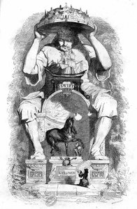 Ilustrace ke knize Gulliverovy cesty, kterou napsal Jonathan Swift
