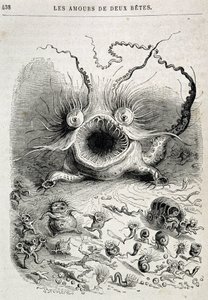 Les amours de deux beêtes (zkurvené monstrum) - v „“Zvířata, která si sami namalovali: soukromý a veřejný život zvířat““ od Grandville, kapitola Honoré de Balzac, ed. Hetzel od Grandville