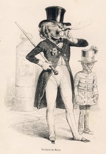 Lev z Paříže. Viněty ilustroval JJ Granville. Rytina podepsaná Andrewem, Bestem a Leloirem v části nazvané „Cesta afrického lva v Paříži“, kterou napsal Honore de Balzac ve „Scénách ze soukromého a veřejného života zvířat“. Paris, J. Hetzel a od Grandville