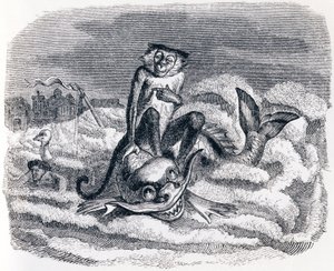 Osel a delfín (Le singe et le dauphin) - Bajky od La Fontaina od Grandville