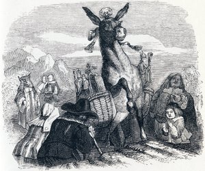 Osel nesoucí relikvie - Bajky od La Fontaina od Grandville