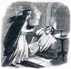 Opilý muž a jeho žena - Bajky od La Fontaine od Grandville