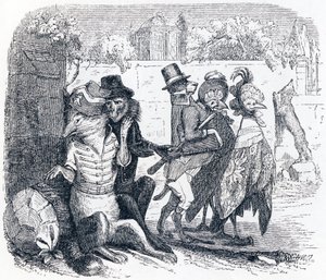 Liška a hrozny (Le renard et les raisins) - Bajky od La Fontaine od Grandville