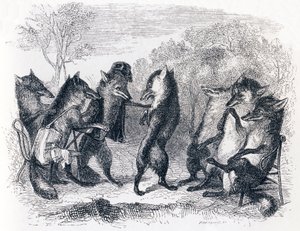 Liška s ustřiženým ocasem (Le renard ayant la queue coupee) - Bajky od La Fontaine od Grandville
