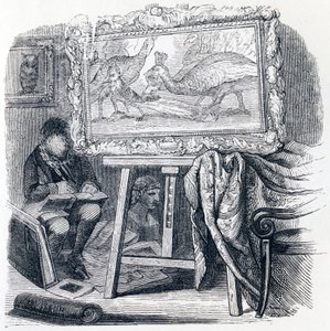 Sojka zdobí paví pera (Le geai pare des plumes du paon) - Bajky od La Fontaine od Grandville