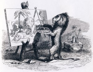 Lev zabitý mužem - Fables by La Fontaine od Grandville