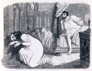 Kočička se změnila v ženu (La chatte metamorphose en femme) - Bajky od La Fontaine od Grandville