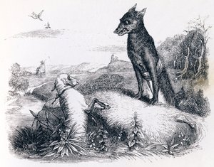 Vlk a beránek - Bajky od La Fontaina od Grandville