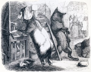 Vlk, koza a kůzlátko - Bajky od La Fontaina od Grandville