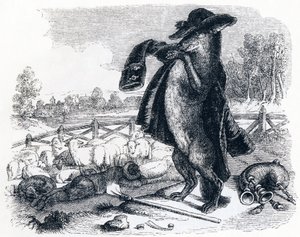 Vlk, který se stane pastýřem (Le loup devenu berger) - Bajky od La Fontaine od Grandville