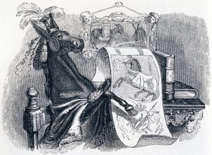 mezek se chlubí svou genealogií (Le mulet se vantant de sa genealogie) - Bajky od La Fontaina od Grandville