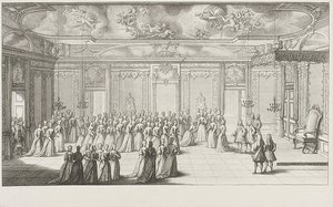 Audienční síň při přijetí nevěsty v drážďanském paláci 2. září 1719 od Gerard Jean Baptiste Scotin