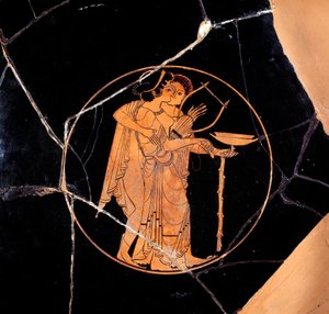 Starověké Řecko: Pohár s červenými postavami. Keramika připisovaná malíři Pedieus (konec 6. století př. n. l.), 510-500 př. n. l. Paříž, Musee du Louvre od Greek