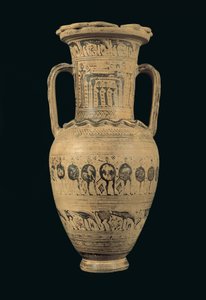 Atická amfora, období pozdní geometrie II B (720-700 př.nl) (malovaná hlína) od Greek