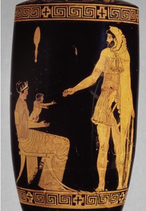 Podkrovní červenofigurový lekythos zobrazující keramický detail Herakles z 100581 od Greek