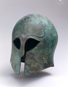 Bronzová archaická přilba korintského typu, cca 600-575 př.nl (bronzová) od Greek