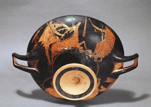 Kylix zdobený Héraklem a Cerynejskou zadní (keramika) od Greek