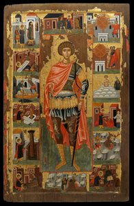 Ikona sv. Jiří s výjevy z jeho života (vaječná tempera na panelu) od Greek School