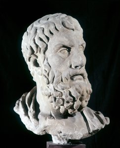 Portrét Epikura (341 př. n. l. - 270 př. n. l.), řeckého filozofa, zakladatele epikurismu. Muzeum Baracco, Řím.