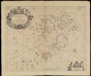 Mapa ostrovů Scilly, asi 1693 (tisk)