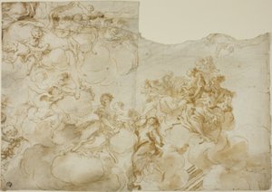 Ženské postavy s putti v oblacích od Gregorio de