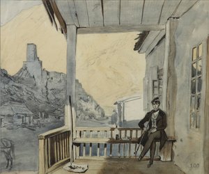 Hrabě Sergej Vasiljevič Dolgorukov 1820-1853 na nádraží Lars, 1840 od Grigori Grigorevich Gagarin