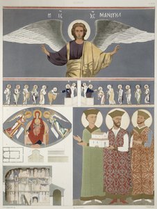 Fresky z pravoslavného kostela Nekrssi poblíž Dido, deska 48 z „Le Caucase pittoresque dessine apres nature“, s textem hraběte Ernesta Stackelberga, vydáno 1847 od Grigori Grigorevich Gagarin