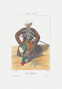 Princ Kazbek Osetský z: Scény, krajiny, zvyky a kroje Kavkazu, 1840 od Grigori Grigorevich Gagarin