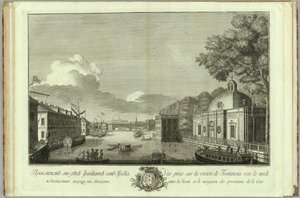 Pohled na řeku Fontanka z knihy Grotto Book k 50. výročí založení Petrohradu, 1753 od Grigory Anikeevich Kachalov