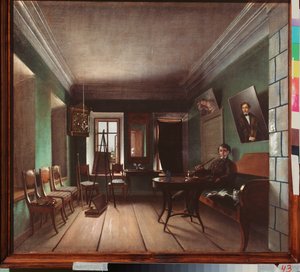 Interiér Bykovova domu - obraz Grigorije Vasiljeviče Jurova (?-po 1896), olej na plátně, cca 1850, ruské umění od Grigory Vasilievich Yurov