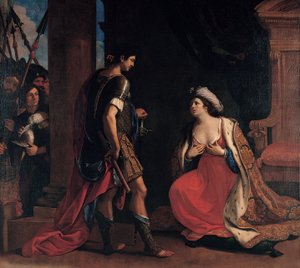 Kleopatra a Oktavián od Guercino