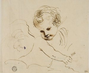 Putto v oblacích od Guercino