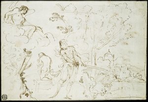 Izákova oběť (recto); Jákobův sen (verso) od Guercino