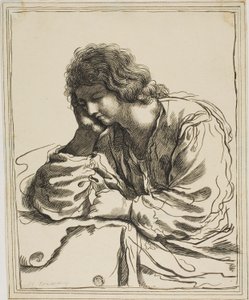 Svatý Jan Evangelista v meditaci od Guercino