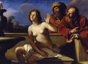 Susannah a starší, 1649-1650 od Guercino
