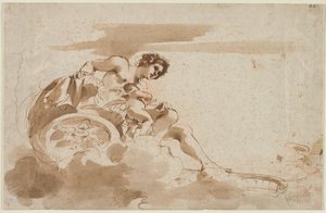 Venuše a Amor ve voze, 1615-1617. od Guercino