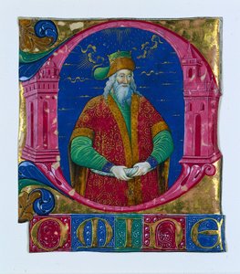 Iniciála D[omine] ze sborové knihy: King Solomon, c. 1470-1480. od Guglielmo Giraldi del Magri [or del