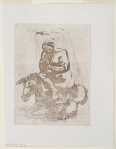 Acidia vestita di nero - Lenochod sedící na oslu, asi 1793 (tištěno černotiskem a akvatintou)