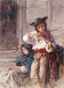 The Young Violinist, c.1880 (wc na papíře)