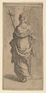 Dívka nesoucí krucifix a kráčející k pilastru, při pohledu zezadu, ca. 1590-1600. od Guido Reni