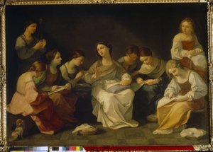 Vzdělání Panny. (The Education of the Virgin). Obraz Guido Reni (1575-1642), olej na plátně od Guido Reni