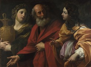 Lot a jeho dcery opouštějí Sodomu, c. 1615 od Guido Reni